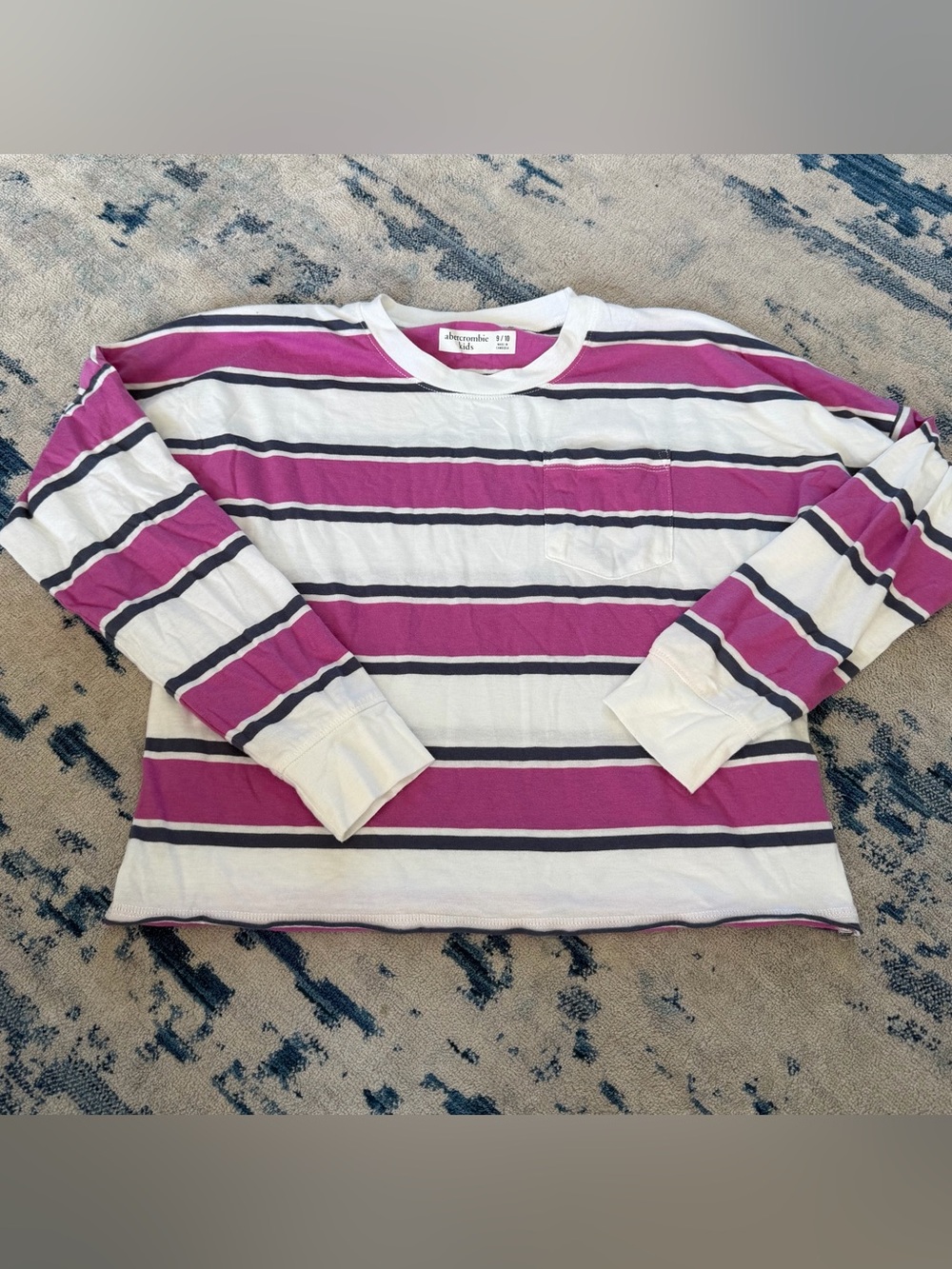 Abercrombie Kids Striped Crewneck Cropped Shirt 9-10 Years